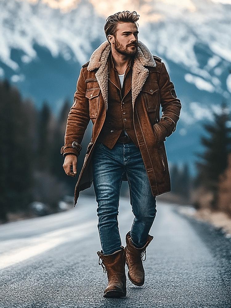 Men's Outdoor Retro Sports Pocket Long Jacket