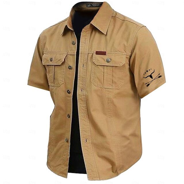 Cow Print Casual Men's work shirt short sleeve