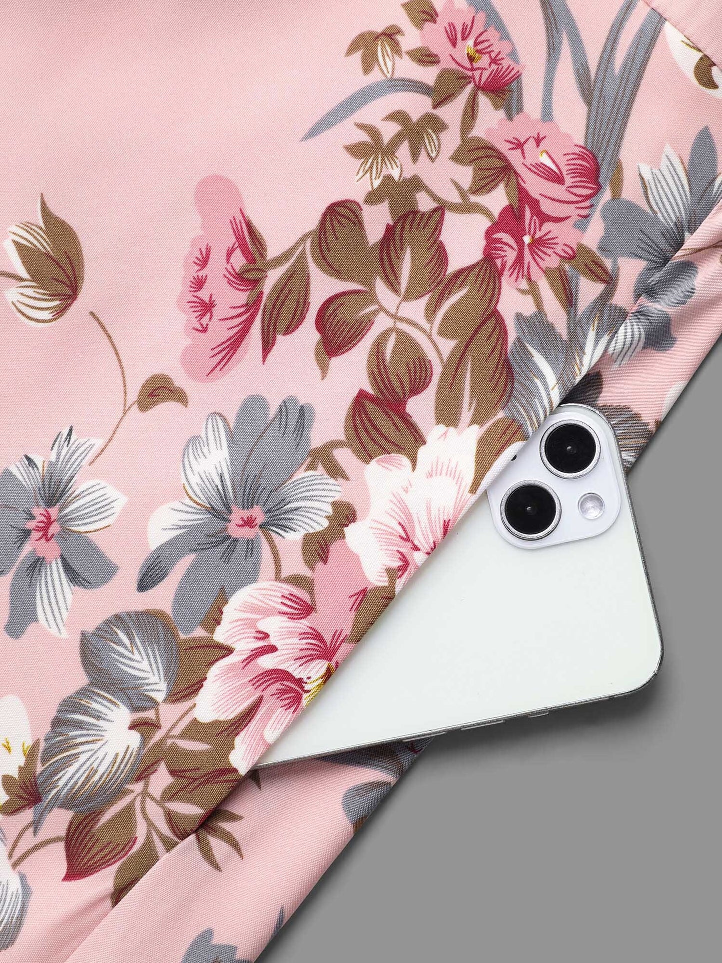 Floral Print Spliced Waist Cinched Midi Dress