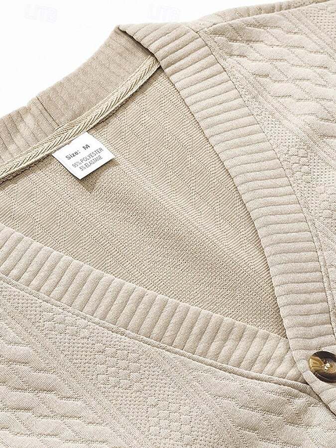 Men's Vintage Jacquard Button V-Neck Cardigan