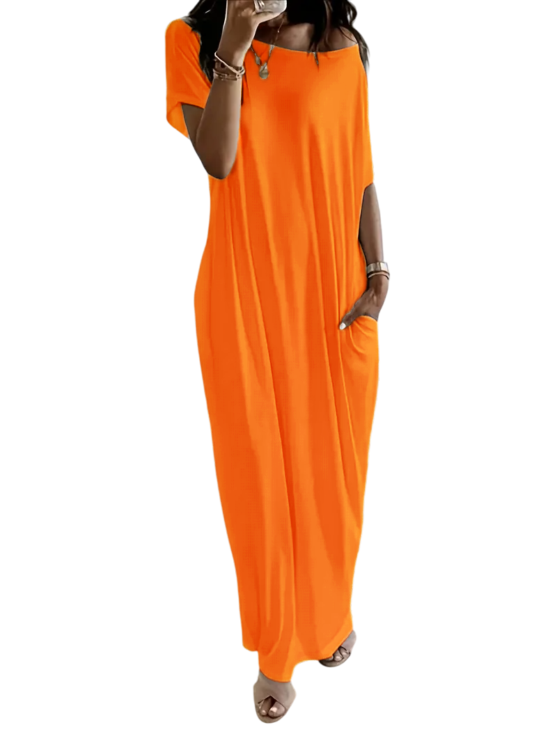 🔥🔥PROMOTION-Women's Solid Color Batwing Sleeve Lounge Dress