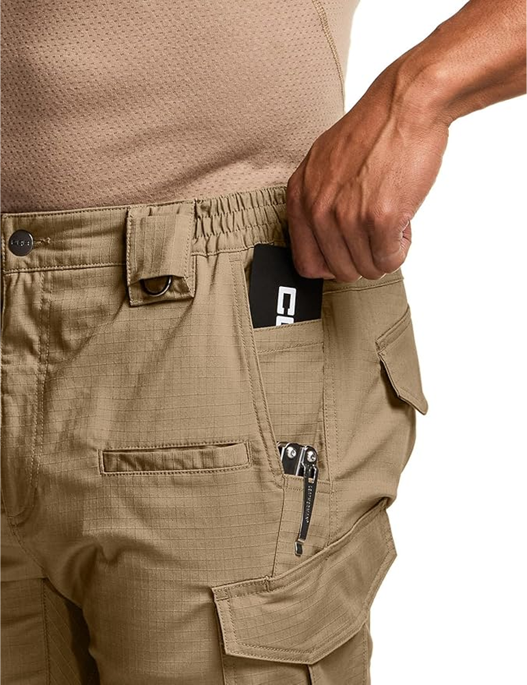 8-Pack Men's Flex Ripstop Tactical Pants, Water Resistant Stretch Cargo Pants, Lightweight EDC Hiking Work Pants