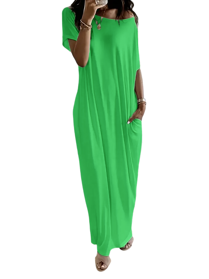 🔥🔥PROMOTION-Women's Solid Color Batwing Sleeve Lounge Dress