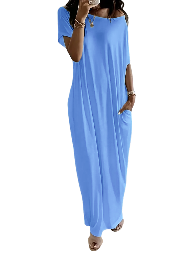 🔥🔥PROMOTION-Women's Solid Color Batwing Sleeve Lounge Dress