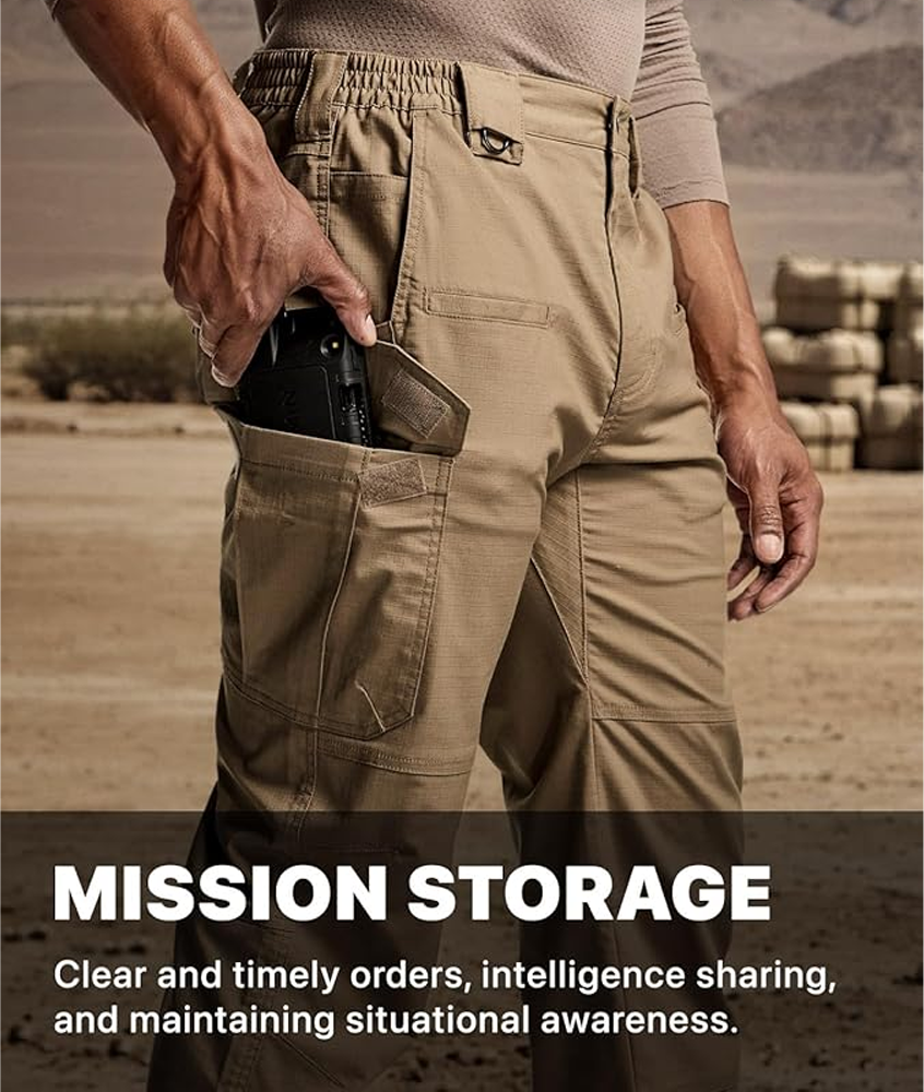 8-Pack Men's Flex Ripstop Tactical Pants, Water Resistant Stretch Cargo Pants, Lightweight EDC Hiking Work Pants