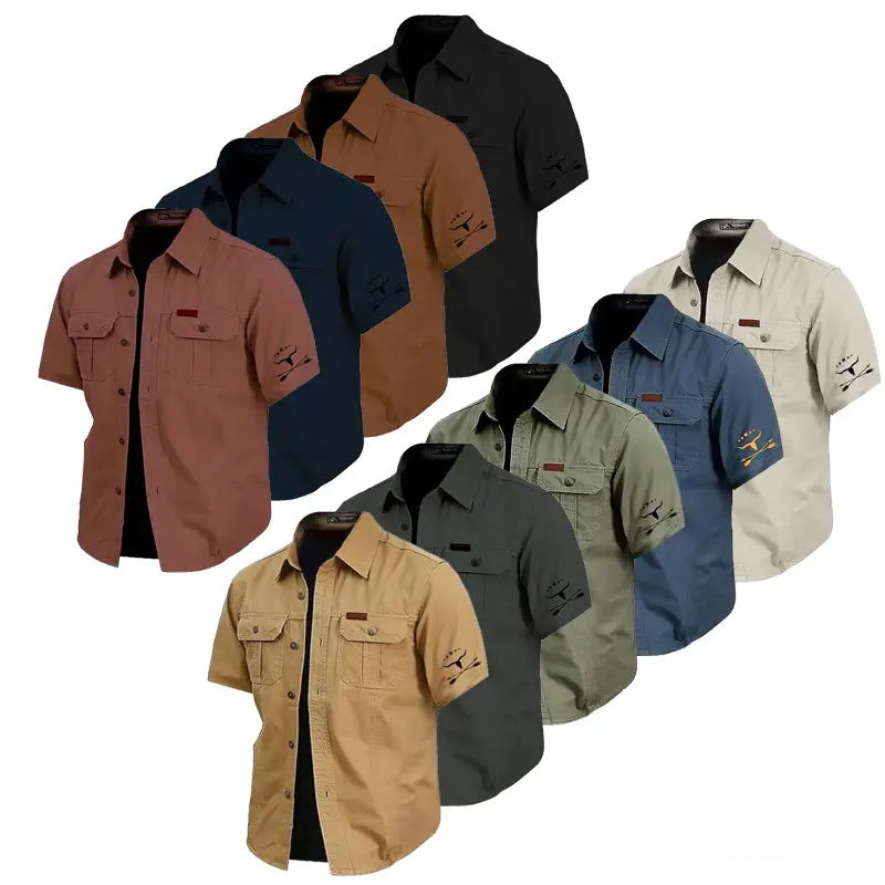 Cow Print Casual Men's work shirt short sleeve