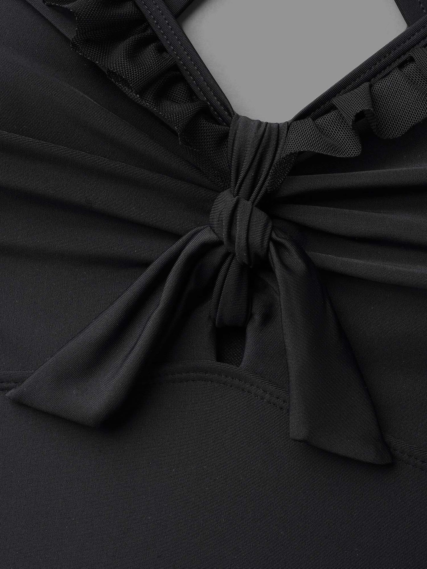 Bust Knot-Tie Ruffle Trim Supportive Swim Top