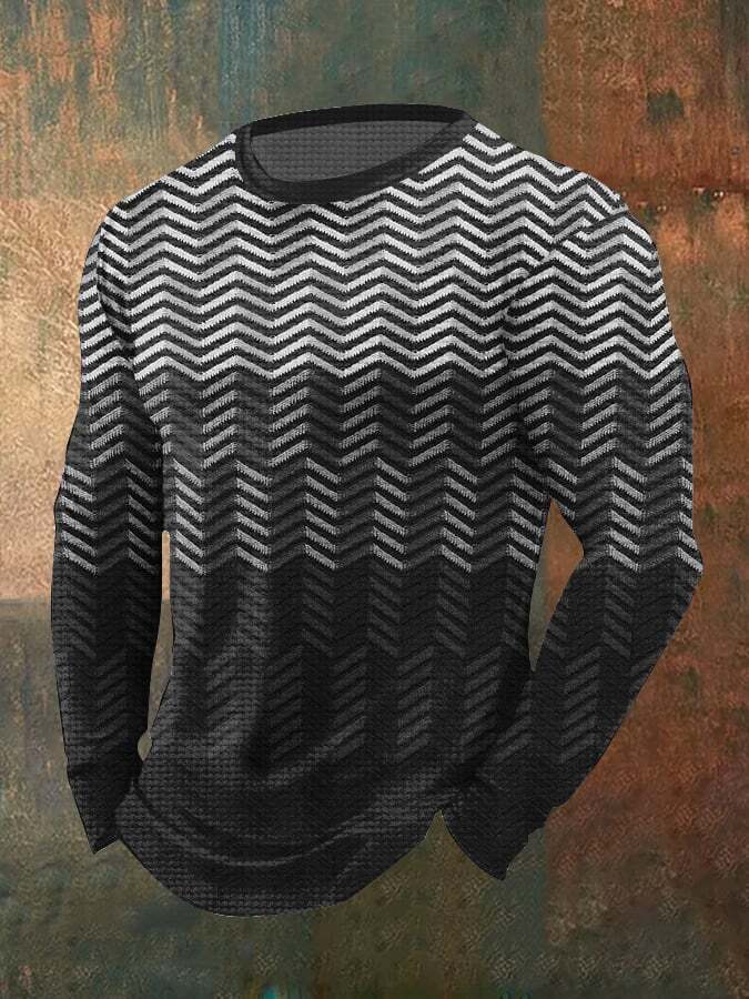 Men's Vintage Textured Waffle Long Sleeve T-Shirt