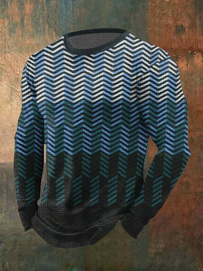Men's Vintage Textured Waffle Long Sleeve T-Shirt