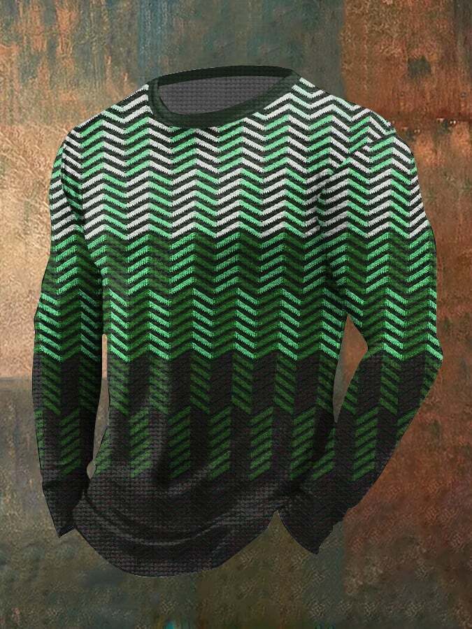 Men's Vintage Textured Waffle Long Sleeve T-Shirt