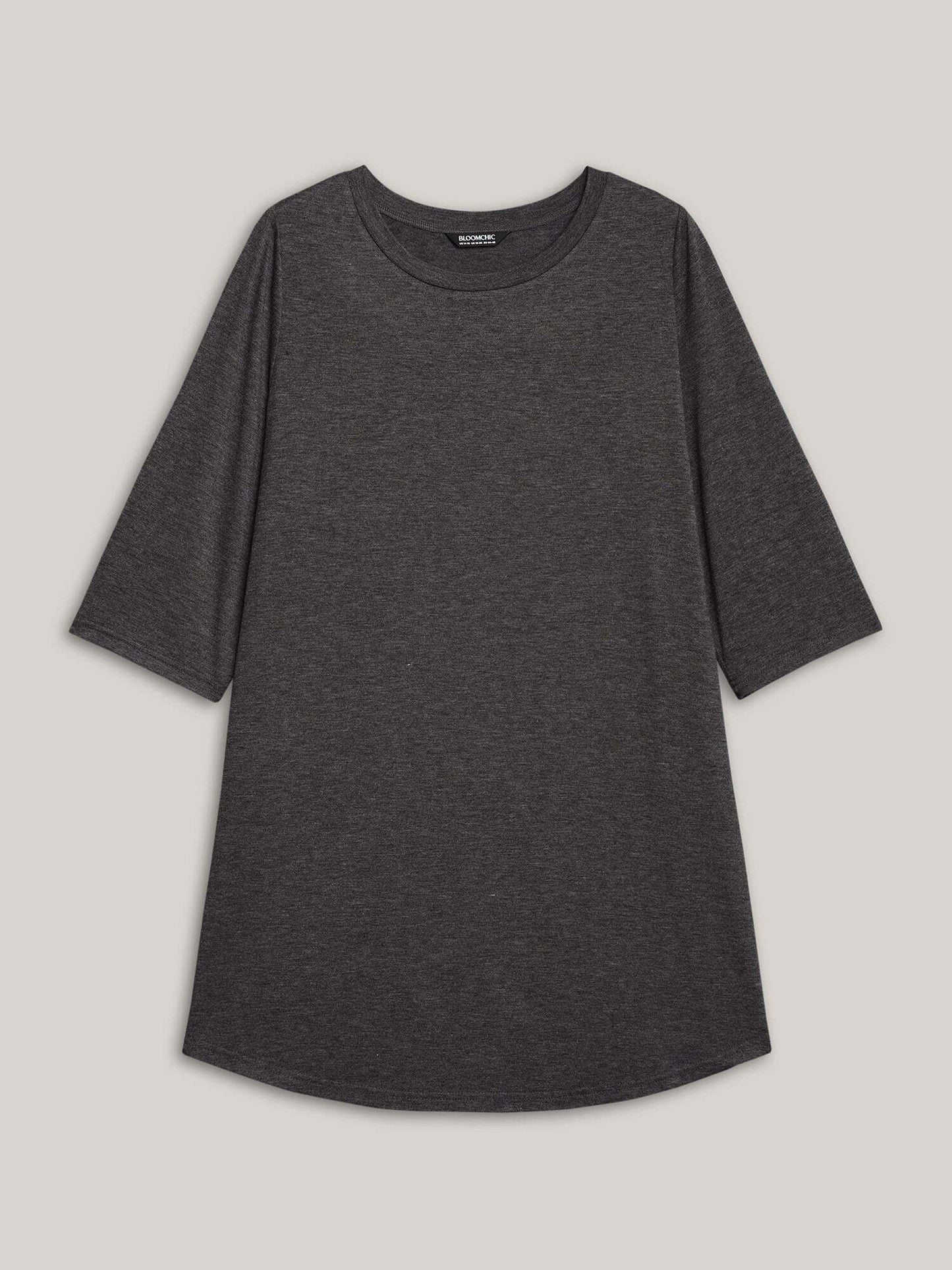 Solid Slit Round Neck Tunic T-Shirt