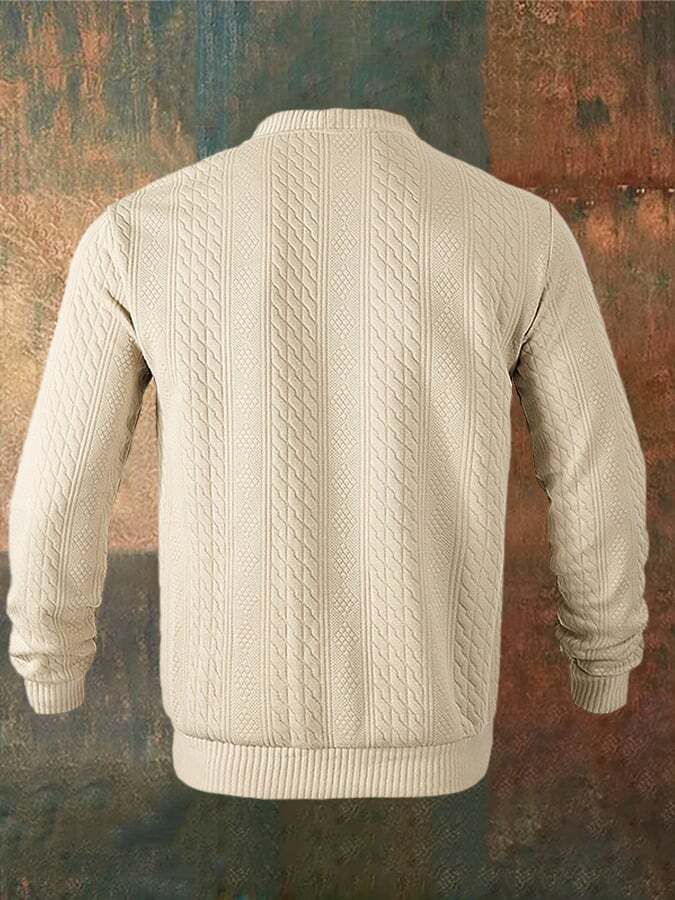 Men's Vintage Jacquard Button V-Neck Cardigan