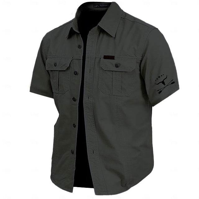 Cow Print Casual Men's work shirt short sleeve