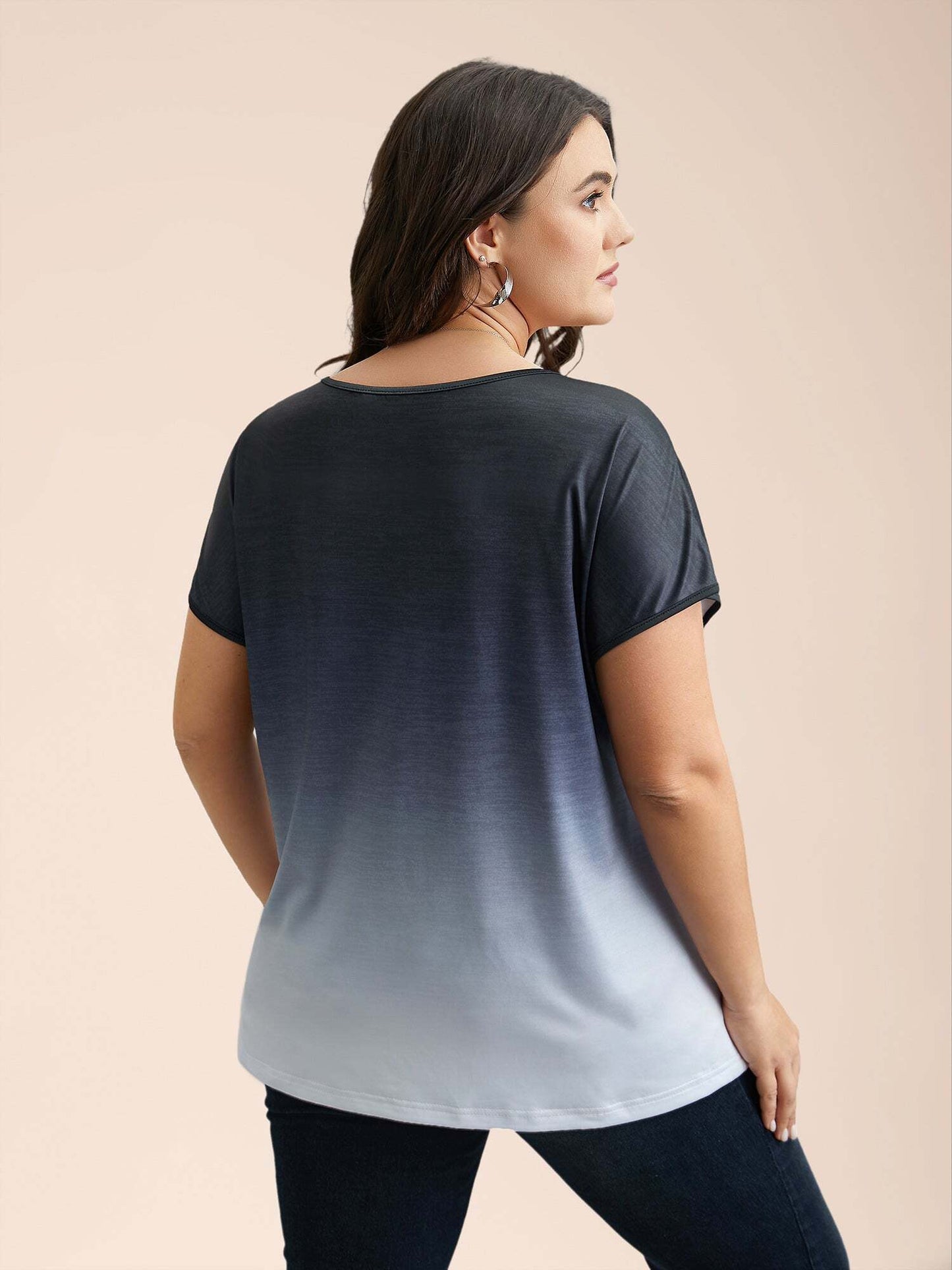 Gradient Tie-Dye Stretchy V-Neck T-Shirt