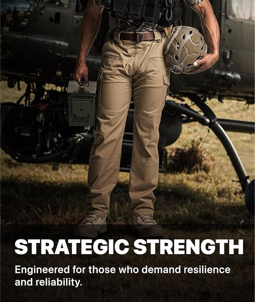 8-Pack Men's Flex Ripstop Tactical Pants, Water Resistant Stretch Cargo Pants, Lightweight EDC Hiking Work Pants