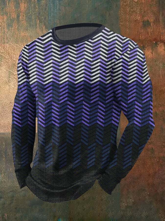 Men's Vintage Textured Waffle Long Sleeve T-Shirt