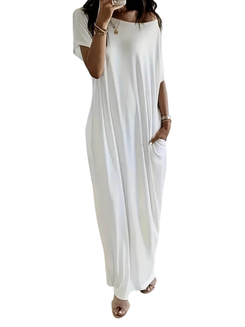 🔥🔥PROMOTION-Women's Solid Color Batwing Sleeve Lounge Dress