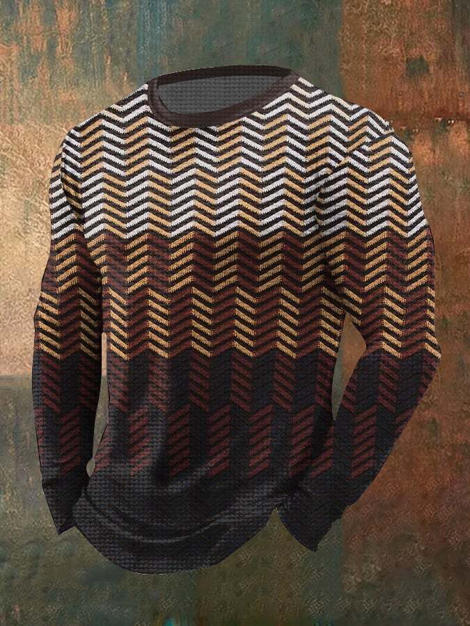 Men's Vintage Textured Waffle Long Sleeve T-Shirt