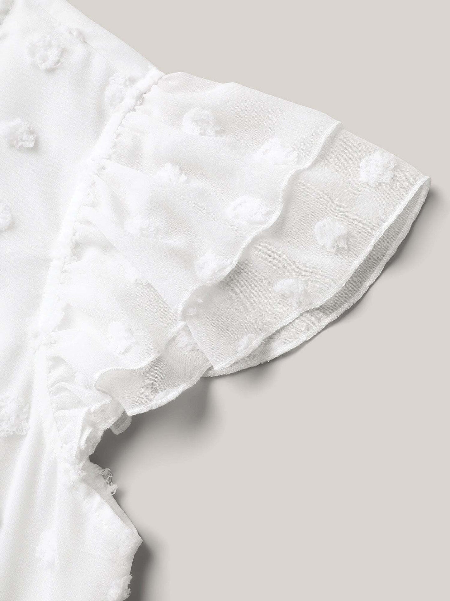 Textured Plain Tiered Ruffles Sleeve Dress