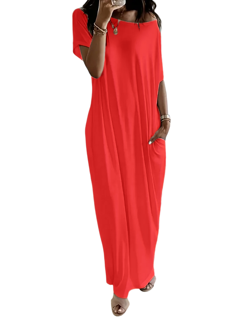 🔥🔥PROMOTION-Women's Solid Color Batwing Sleeve Lounge Dress