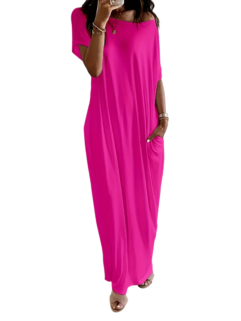 🔥🔥PROMOTION-Women's Solid Color Batwing Sleeve Lounge Dress