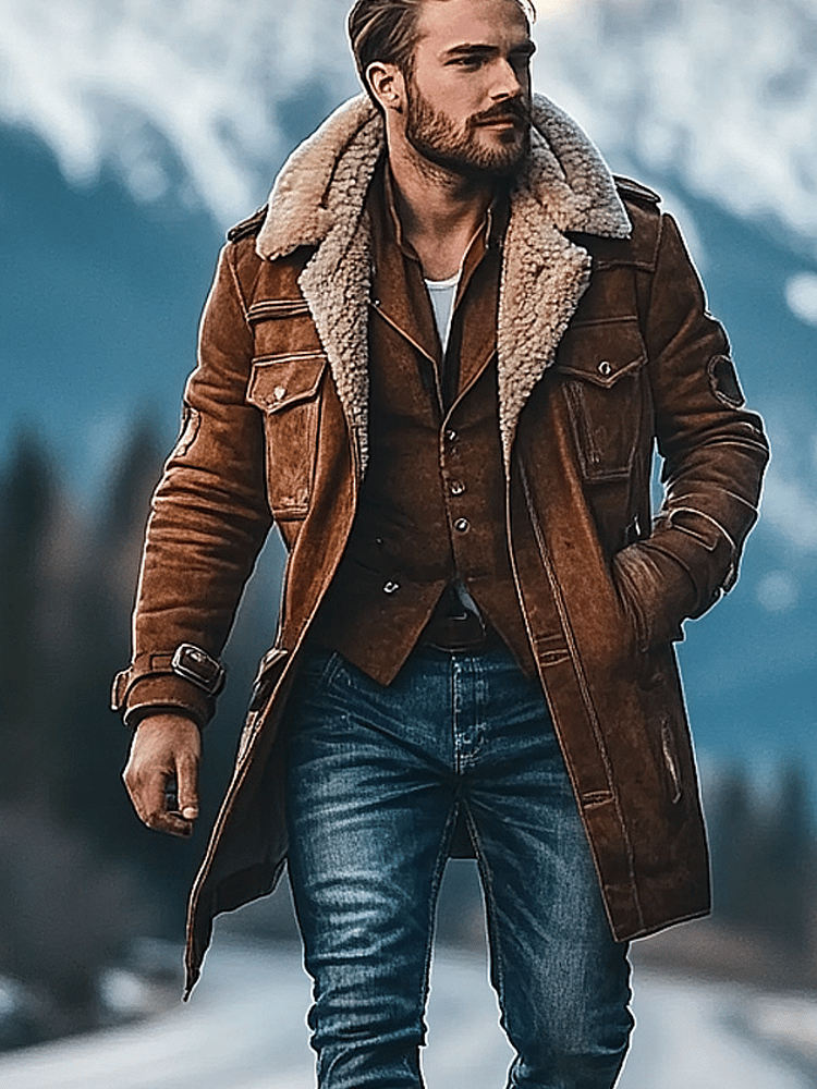 Men's Outdoor Retro Sports Pocket Long Jacket