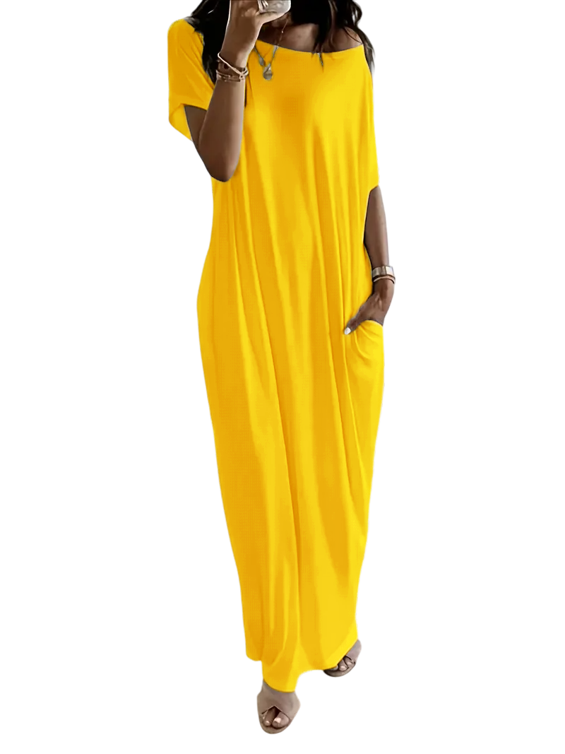 🔥🔥PROMOTION-Women's Solid Color Batwing Sleeve Lounge Dress
