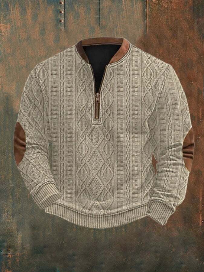 Lässiger Pullover für Herren mit Retro-Zopfmuster