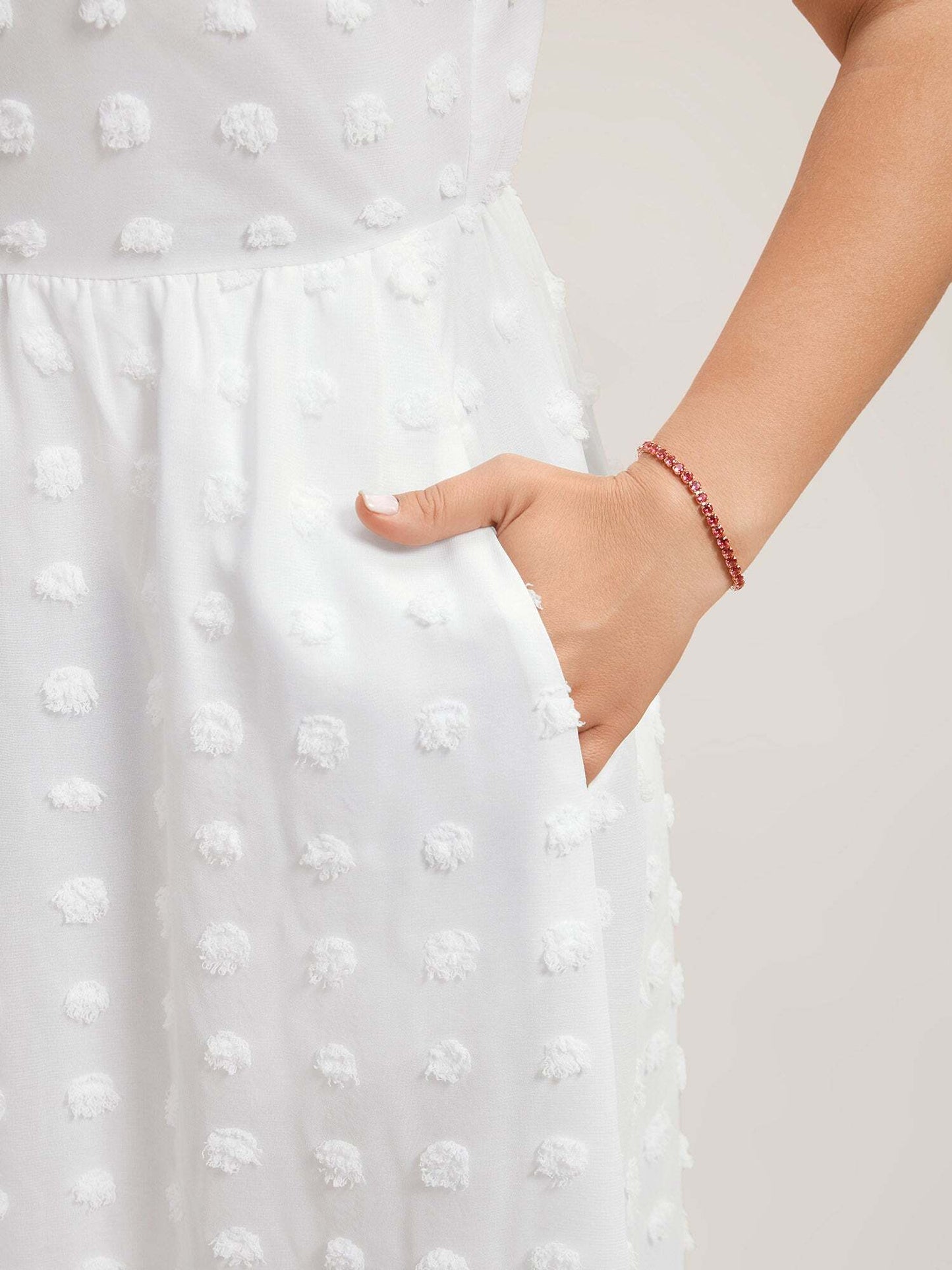 Textured Plain Tiered Ruffles Sleeve Dress