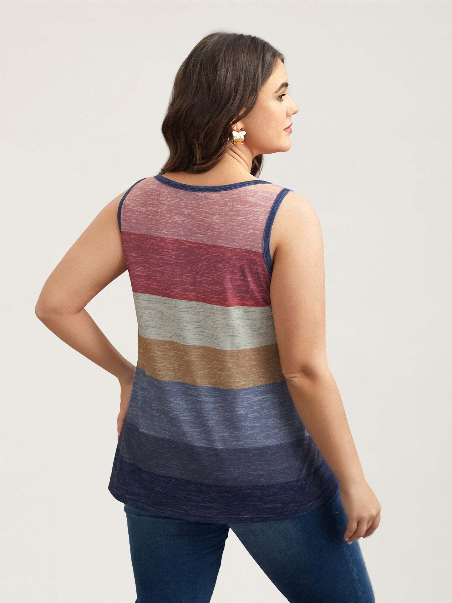 Multi-Color Stripes Off-Sleeves Vest