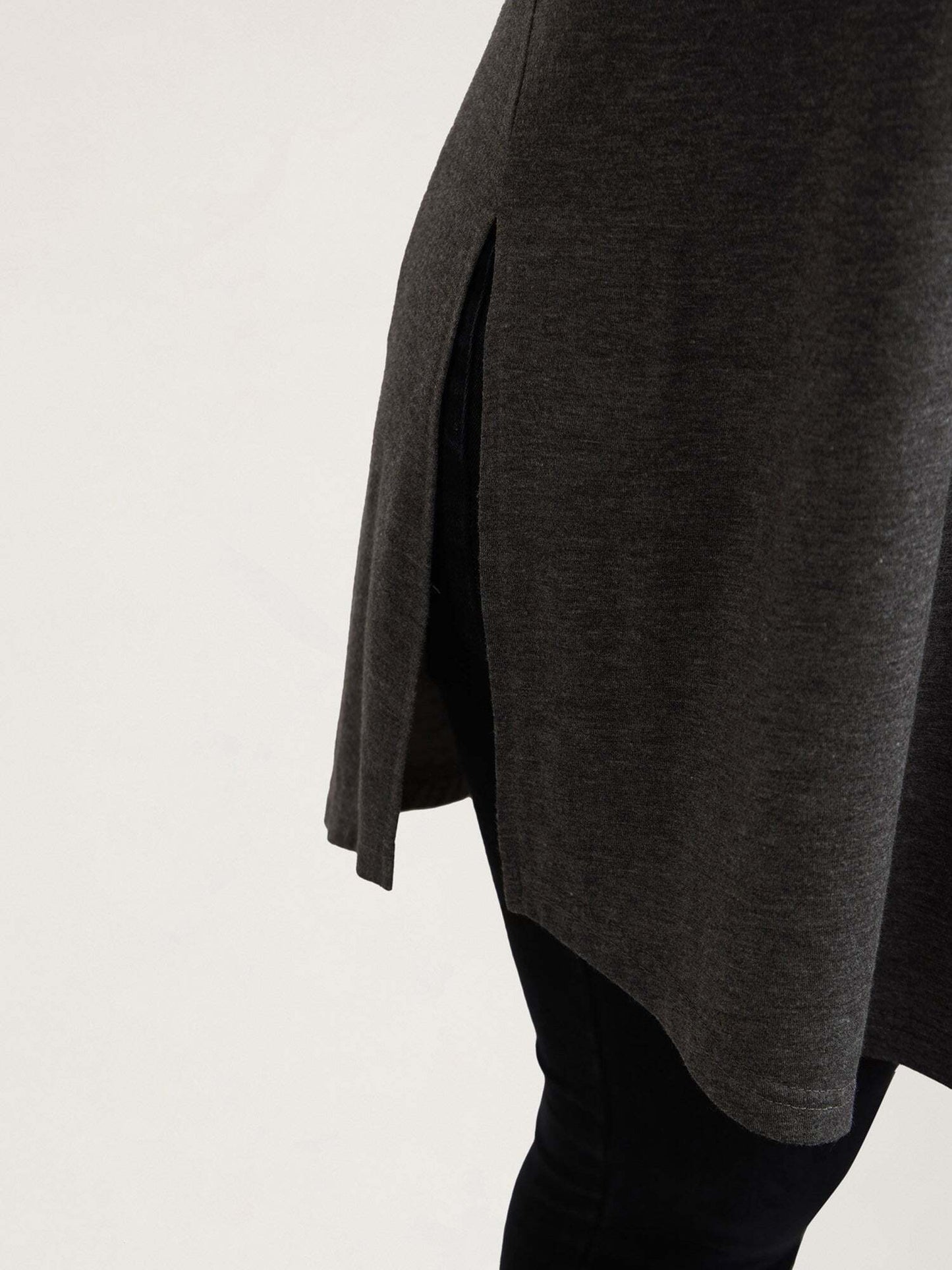 Solid Slit Round Neck Tunic T-Shirt