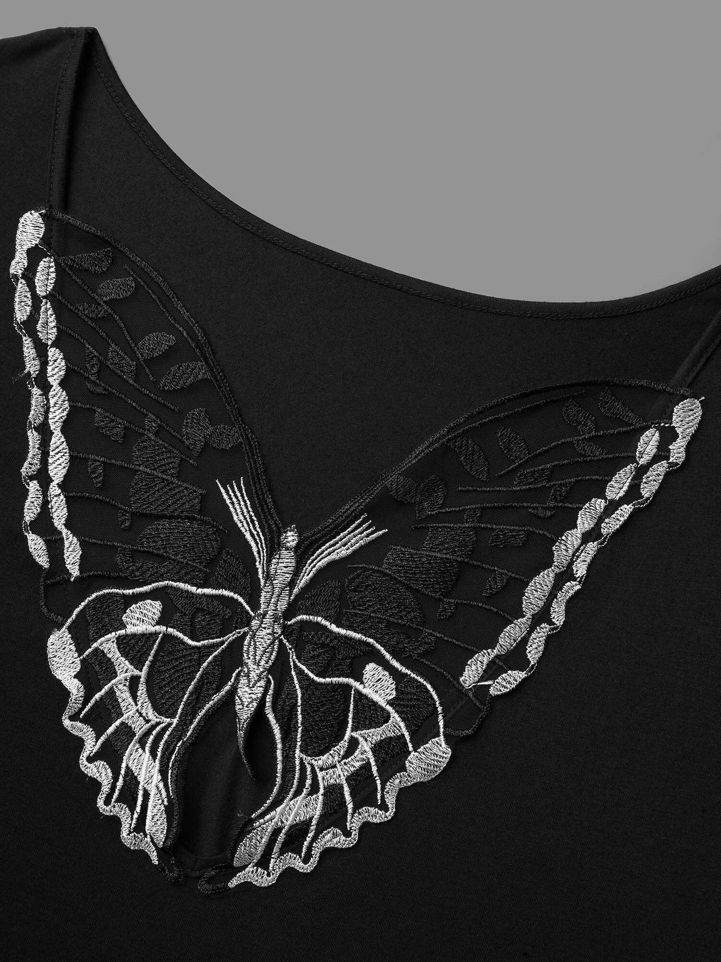 Butterfly Back Stretchy Round Neck T-Shirt