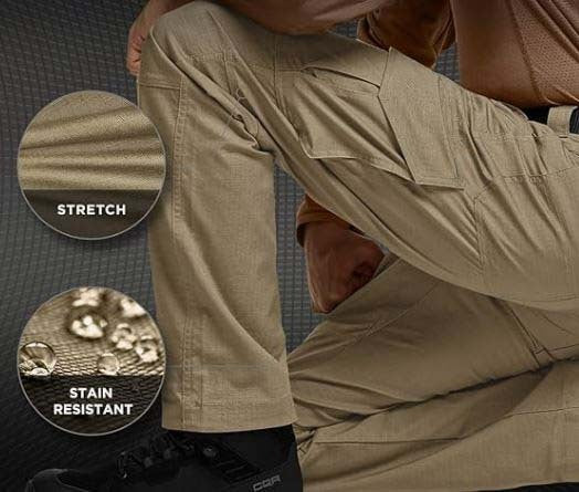8-Pack Men's Flex Ripstop Tactical Pants, Water Resistant Stretch Cargo Pants, Lightweight EDC Hiking Work Pants