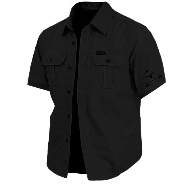 Cow Print Casual Men's work shirt short sleeve