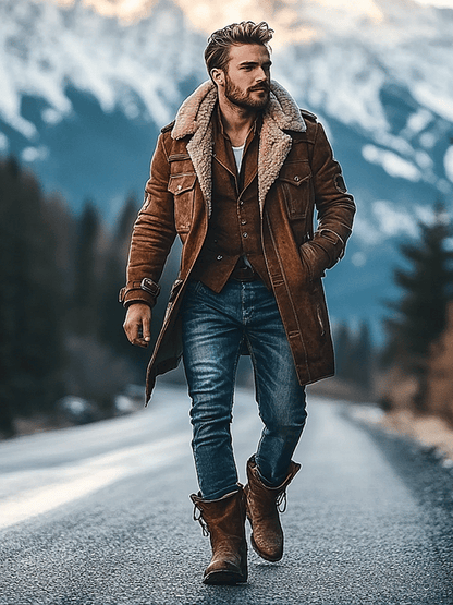 Men's Outdoor Retro Sports Pocket Long Jacket