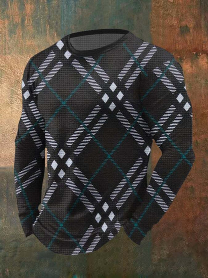 Men's Vintage Textured Waffle Long Sleeve T-Shirt