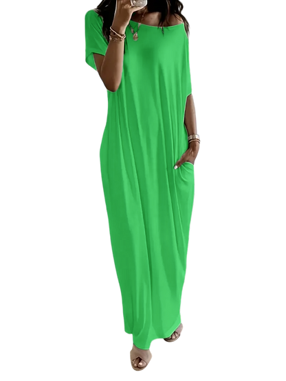 🔥🔥PROMOTION-Women's Solid Color Batwing Sleeve Lounge Dress