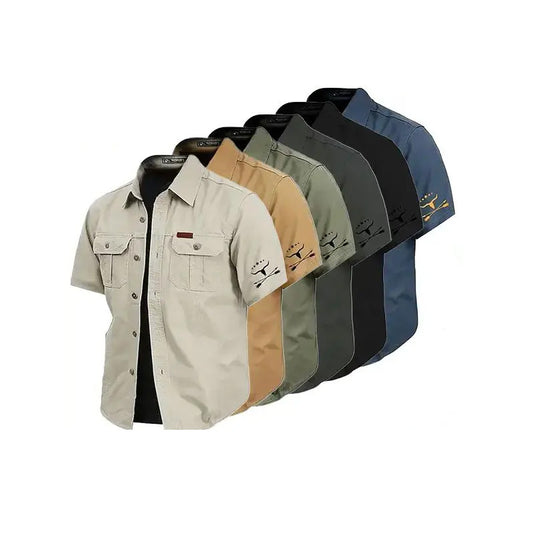 Cow Print Casual Men's work shirt short sleeve