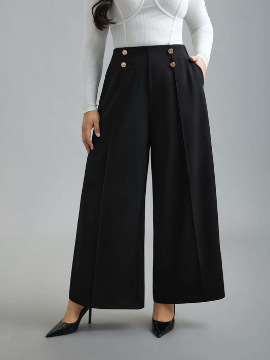 No-Gap Waist Seamed Side Button Pants