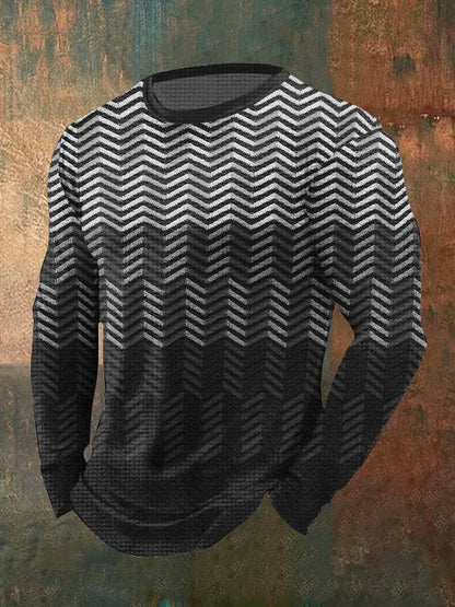 Men's Vintage Textured Waffle Long Sleeve T-Shirt