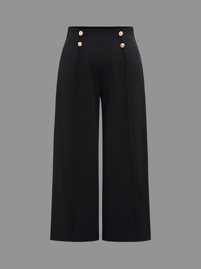 No-Gap Waist Seamed Side Button Pants