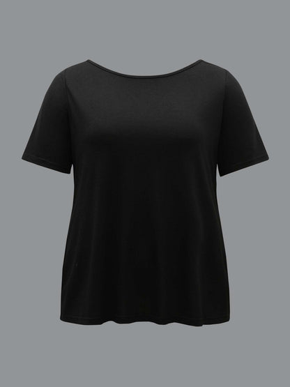 Butterfly Back Stretchy Round Neck T-Shirt