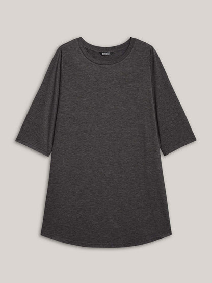 Solid Slit Round Neck Tunic T-Shirt