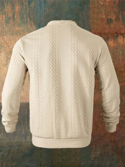 Men's Vintage Jacquard Button V-Neck Cardigan