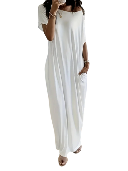 🔥🔥PROMOTION-Women's Solid Color Batwing Sleeve Lounge Dress