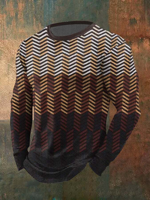 Men's Vintage Textured Waffle Long Sleeve T-Shirt