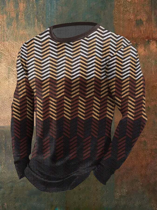 Men's Vintage Textured Waffle Long Sleeve T-Shirt