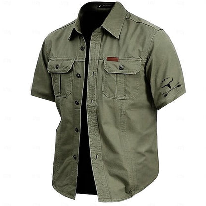 Cow Print Casual Men's work shirt short sleeve