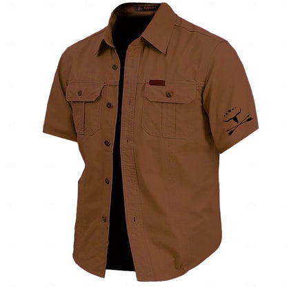 Cow Print Casual Men's work shirt short sleeve