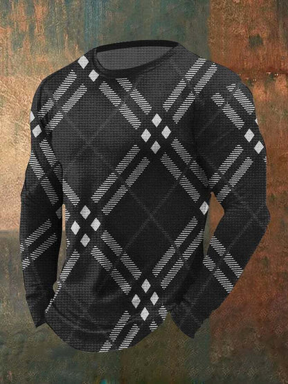 Men's Vintage Textured Waffle Long Sleeve T-Shirt